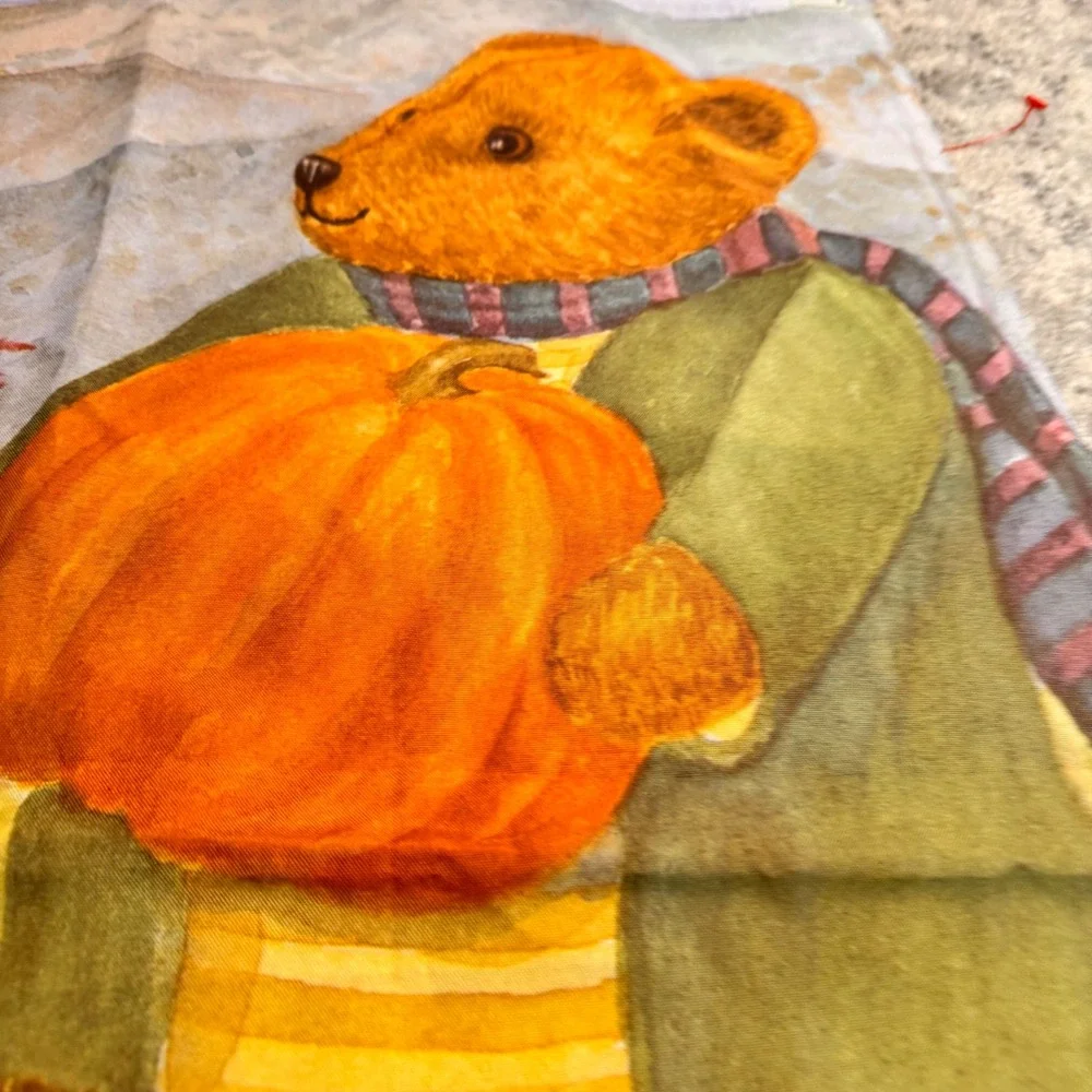 VTG Toland K Tice‎ Phillips Autumn Bears Pumpkins Harvest Large Garden Flag